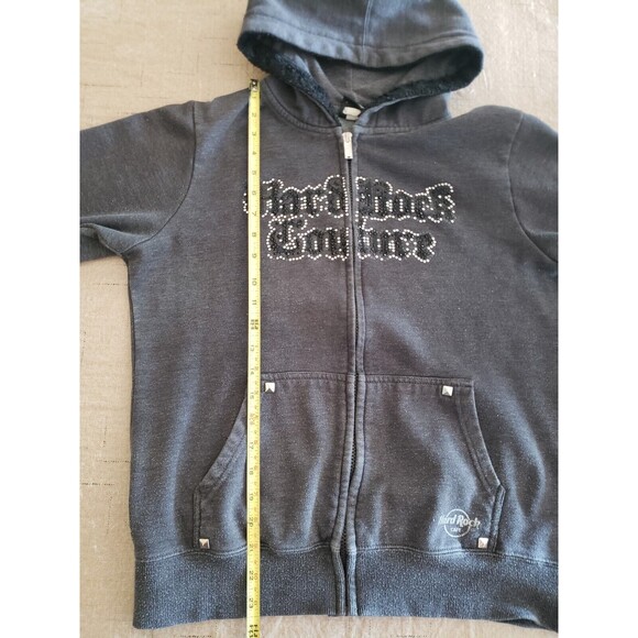 Hard Rock Café Chicago Jacket Hoodie Womens Sz Small Gray Bling Accents Full Zip - Picture 15 of 16